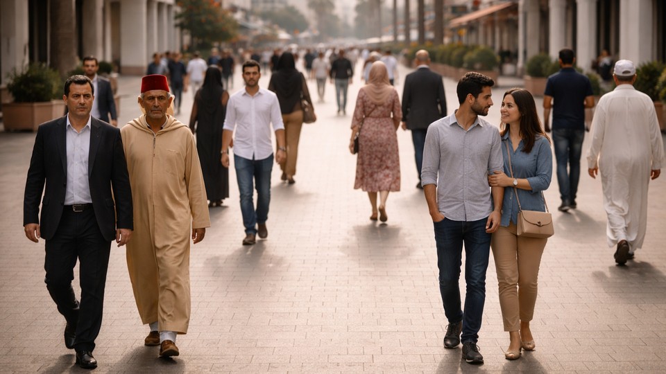 Menschen in Casablanca. Foto mit Hilfe von ChatGPT erstellt