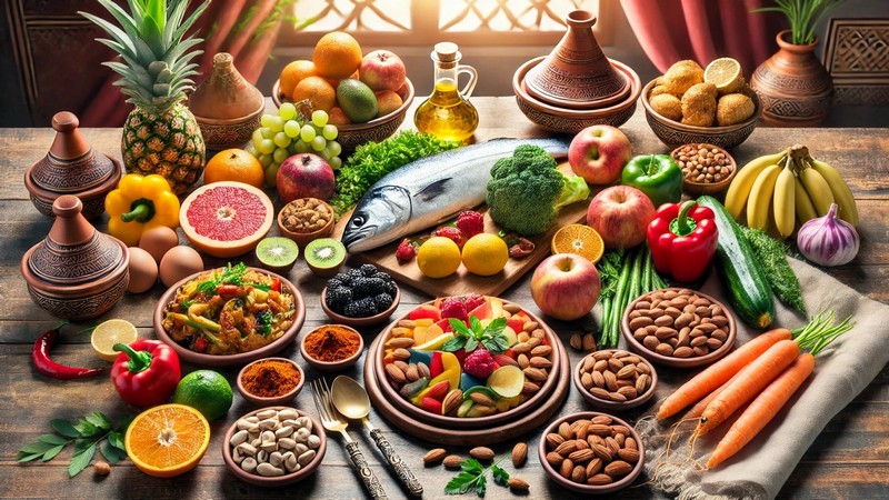 Obst Gemuese und Tagine, Foto mit Hilfe von ChatGPT erstellt Obst Gemuese und Tagine, Foto mit Hilfe von ChatGPT erstellt