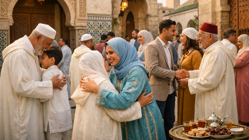Szenen des Eid al-Fitr. Foto mit Hilfe von ChatGPT erstellt