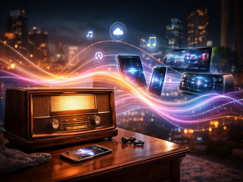 Das Radio und die neuen Medien. Foto mit Hilfe von ChatGPT erstellt.jpg Das Radio und die neuen Medien. Foto mit Hilfe von ChatGPT erstellt.jpg