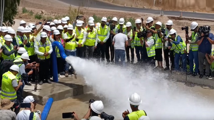 Ankunft des entsalztes Wasser in Khouribga, Foto Media24 Ankunft des entsalztes Wasser in Khouribga, Foto Media24