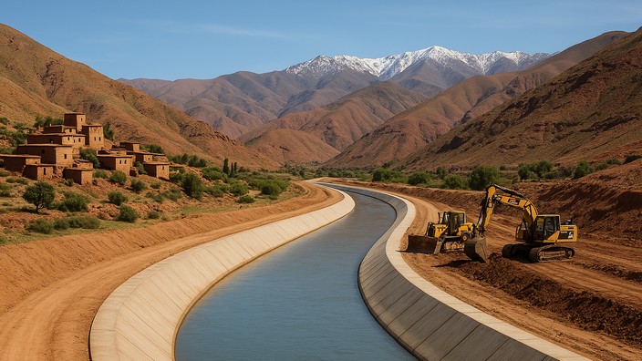 Wasserautobahn zur Versorgung von Regionen mit Wassermangel, Foto mit Hilfe von Gemini erstellt