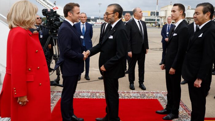 Empfang von Präsident Emanuell Macron durch S.M. König Mohammed VI in Rabat 2024