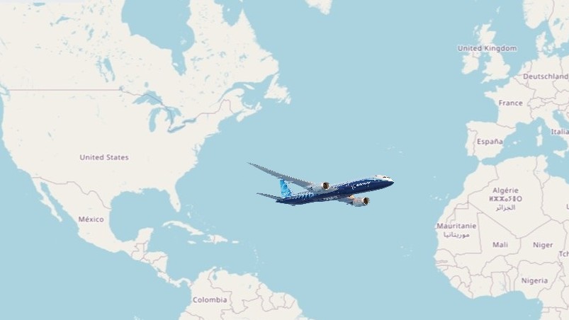 Map Amerika Afrika. Fotos von Openstreetmap und Boing