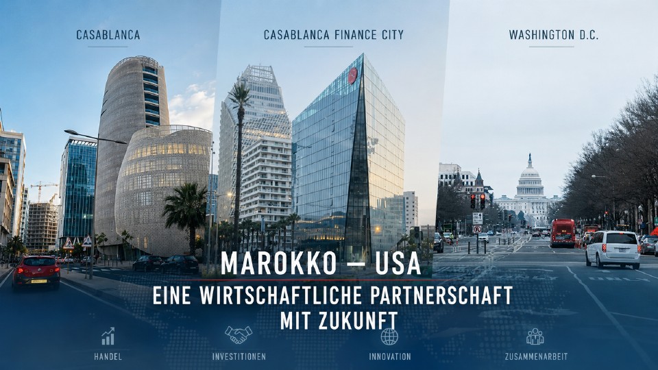 Casablanca (marokko.com) und Washigton (Maria Oswalt auf unsplash). Foto mit Hilfe von ChatGPT zusammengestellt