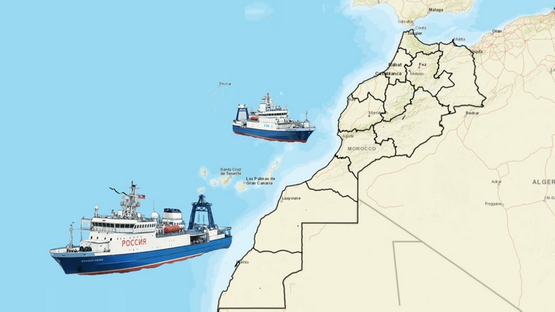 Marokko Map heritagemaps.ma mit russischen Schiffen