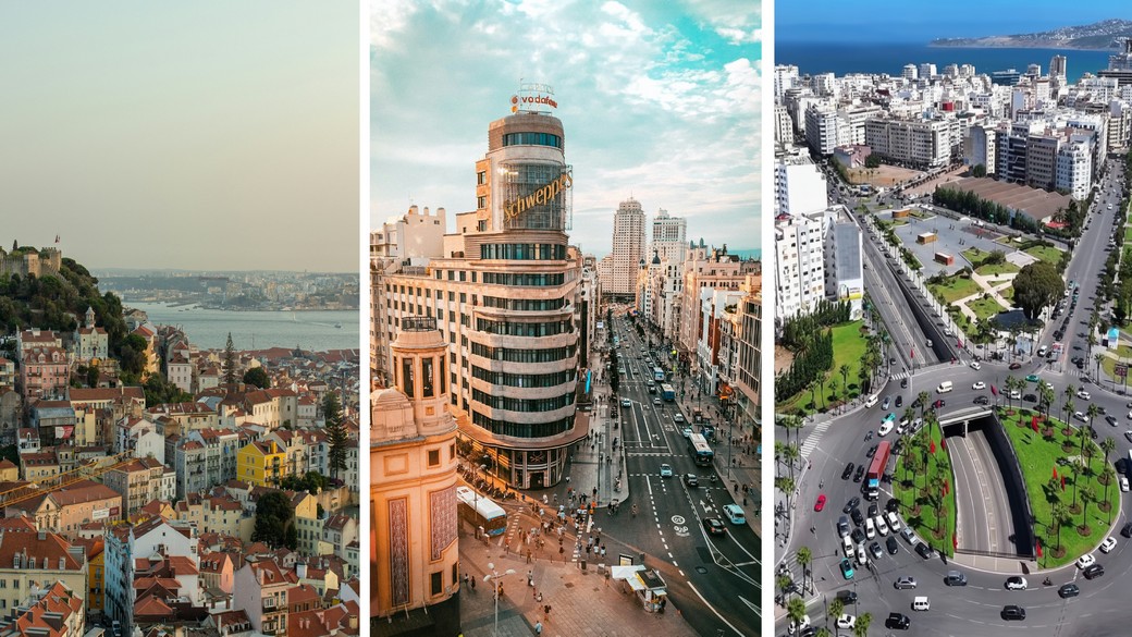 Lissabon von Ekaterina Boltaga, Madrid von Jordi Moncasi auf unsplash und Rabat von marokko.com