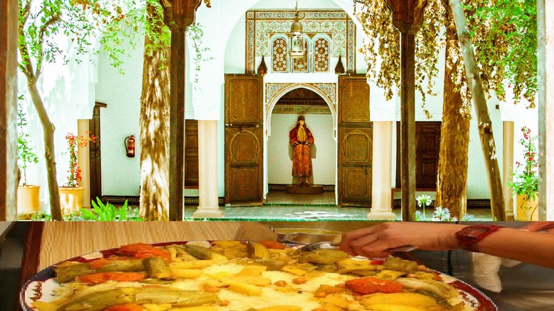 Marokko richtet ein Zentrum für immaterielles Kulturerbe ein, Foto: Oberer Bildteil von Paradigm Visuals auf Unsplash, unterer Teile (Couscousteller) von Eberhard Hahne