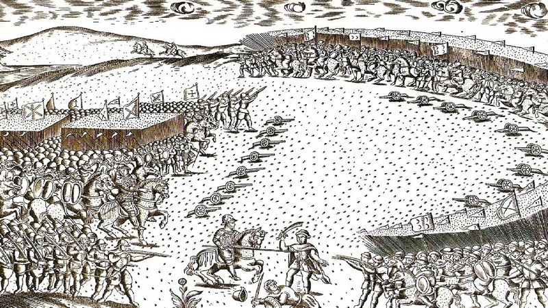 Schlacht von Wadi al Makhazin. Skizze von Georges Jansoone auf Wikimedia Schlacht von Wadi al Makhazin. Skizze von Georges Jansoone auf Wikimedia