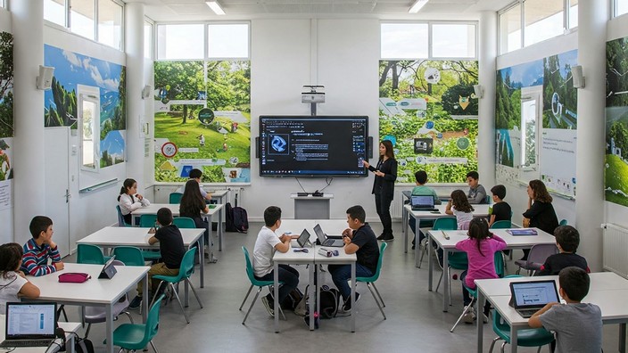 Digitalierter Klassenzimmer, Foto mit Hilfe von Gemini erstellt