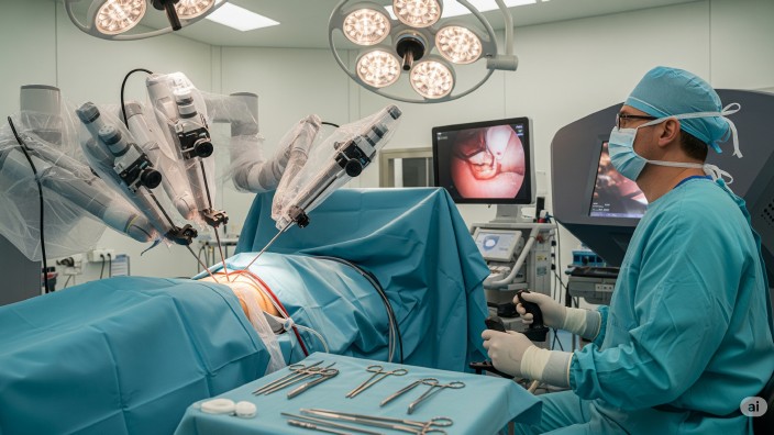 Robotische Implantation. Foto mit Hilfe von Gemini erstellt