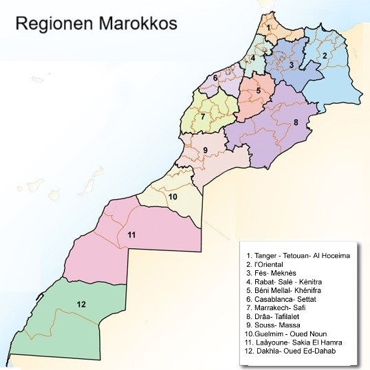 Regionen Marokkos. Foto: collectivites territoriales.gov.ma