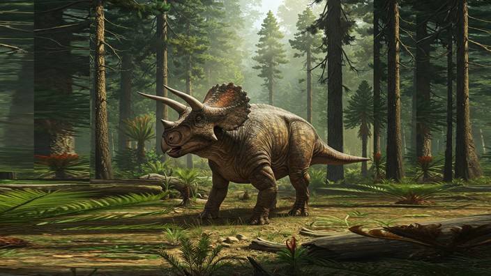 Cerapodisches Dinosaurier, Foto mit Hilfe von Gemini erstellt
