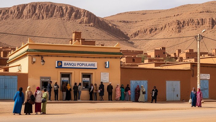 Banque Populaire in einem marokkanischen Dorf