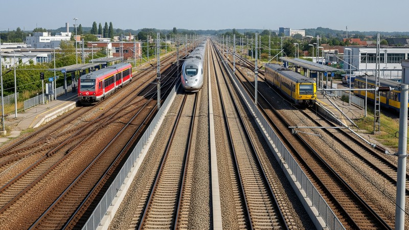Sechs gleisige Bahnstrecken. Foto mit Hilfe von Gemini erstellt