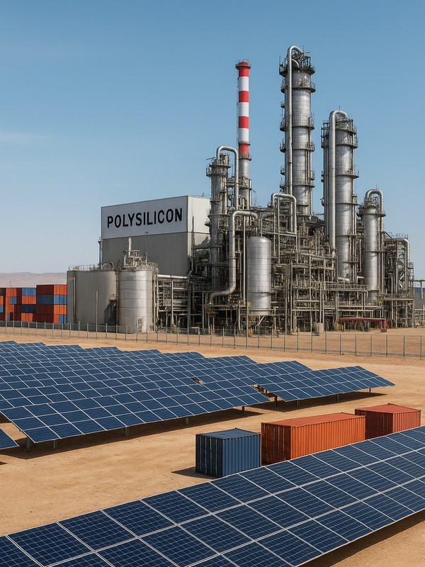 Produktion von Polysilizium in Tantan. Fiktives Foto mit Hilfe von ChatGPT erstellt