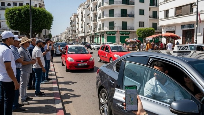 Taxis in Casablanca. Foto mit Hilfe von Gemini erstellt