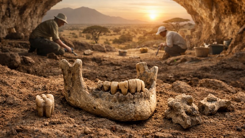 773.000 Jahre alte Fossilien. Fiktives Bild mit Hilfe von ChatGPT erstellt