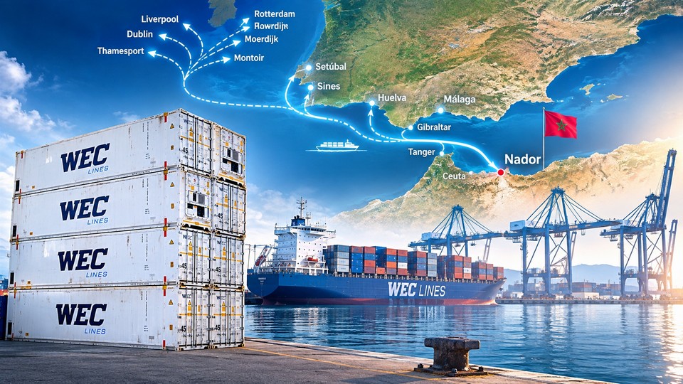 Container und Karte Nord Marokkos. Fotos von WEC Lines und Openstreetmap mit Hilfe von ChatGPT zusammengestellt Container und Karte Nord Marokkos. Fotos von WEC Lines und Openstreetmap mit Hilfe von ChatGPT zusammengestellt