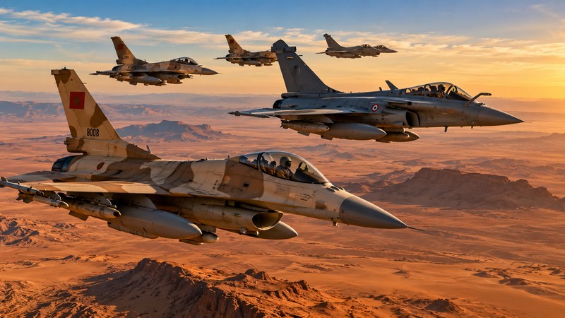Kampfjetformation über der Wüstenlandschaft. Foto mit Hilfe von ChatGPT erstellt Kampfjetformation über der Wüstenlandschaft. Foto mit Hilfe von ChatGPT erstellt
